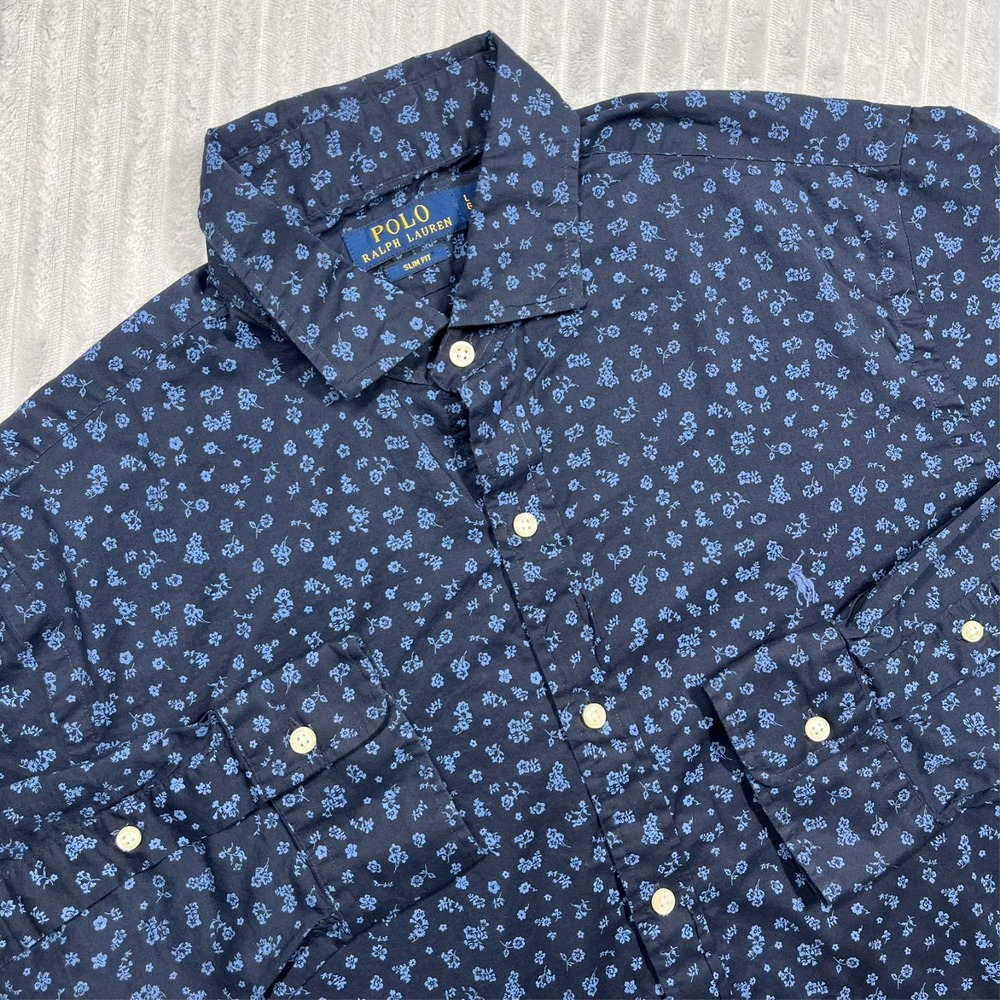 Polo Ralph Lauren Slim Fit Button Up Shirt Men's L (Snug Fit) Geometric Floral